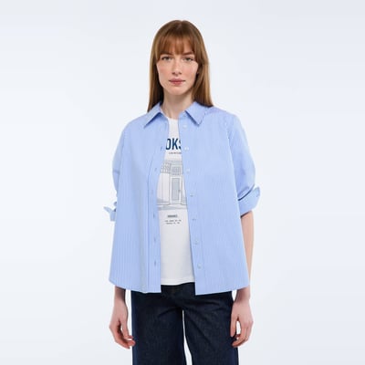 Chemise manches longues rayée en coton bio MONOPRIX