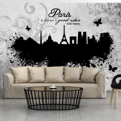 Papier peint intissé panoramique Ville et Architecture Paris is always a good idea - black and white EDEN