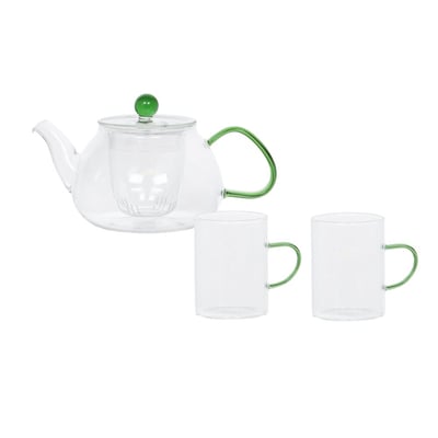Coffret théière avec 2 tasses   vert 70 cl-ZENYA TABLE PASSION