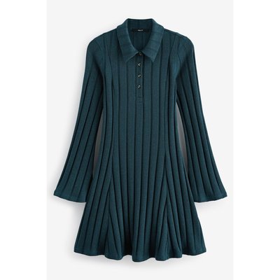 Robe courte côtelée à manches longues et col NEXT