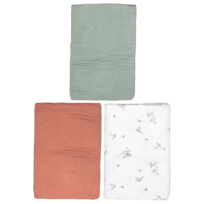 Lot de 3 Draps housses couffin en gaze de coton MELODY SEVIRA KIDS