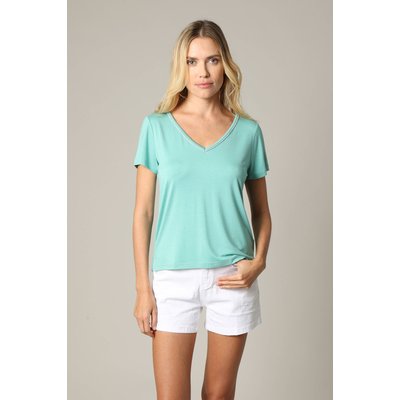 T-shirt col en v avec liseré brillant  CASA DEELUXE