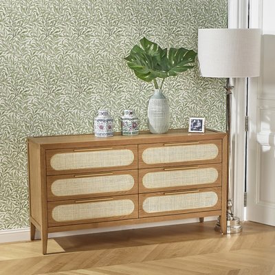 Commode 6 tiroirs en chêne et cannage MONTANA ROBIN DES BOIS