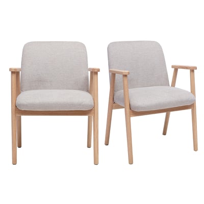 Chaises en tissu effet velours texturé beige et bois clair (lot de 2) KITTY MILIBOO
