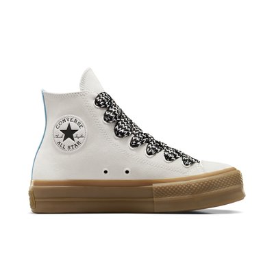 Converse haute plateforme blanche cuir La Redoute