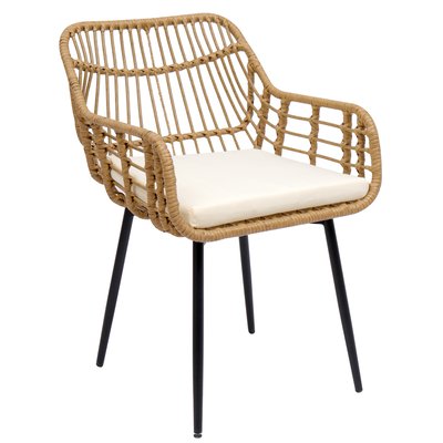 Lot de 2 chaises, métal et rotin, HANOI NORDLYS
