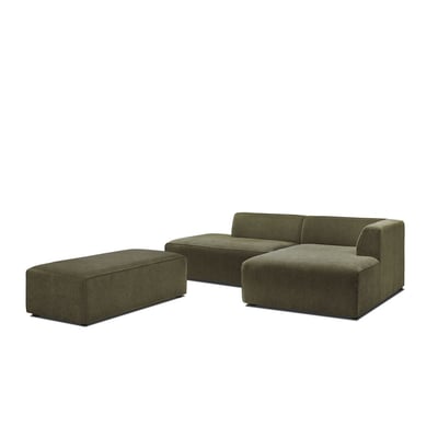 Canapé modulable 5 places en tissu texturé avec pouf, MEGEVE BOBOCHIC