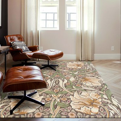 Tapis salon et chambre fait à la main en laine motif floral PIMPERNEL UN AMOUR DE TAPIS