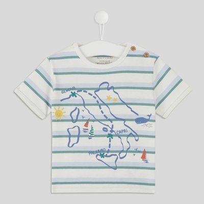T-shirt manches courtes col rond rayé imprimé en coton BIO BOUT'CHOU