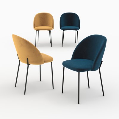 Pack 4 chaises en velours et - KARL RENDEZ-VOUS DÉCO