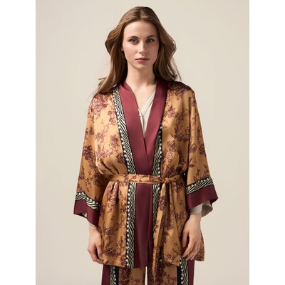 Kimono réalisé en satin de viscose fluide avec manches trois-quarts OLTRE
