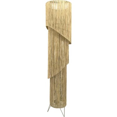 Lampadaire design en rafia naturel trois points de lumière RECOLLECTION
