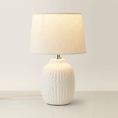 Small Geometric Ribbed Gloss Table Lamp with Tapered Shade SO'HOME