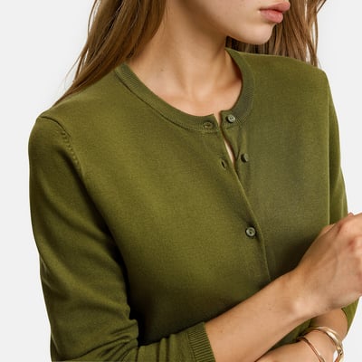 Button-Down Cardigan with Crew Neck in Fine Knit LA REDOUTE COLLECTIONS