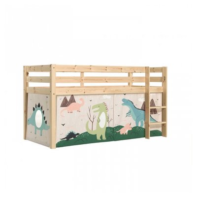 Lit Compact Naturel + Rideau en parties Dinos VIPACK