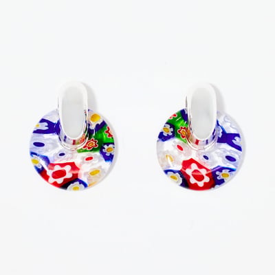 Boucles d'oreilles rondes en verre bleu BALABOOSTE