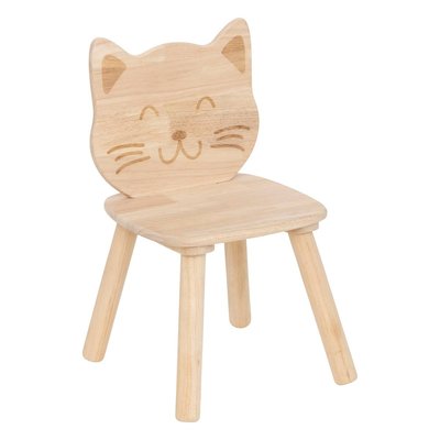 Chaise enfant en bois avec dossier chat PIA ATMOSPHERA