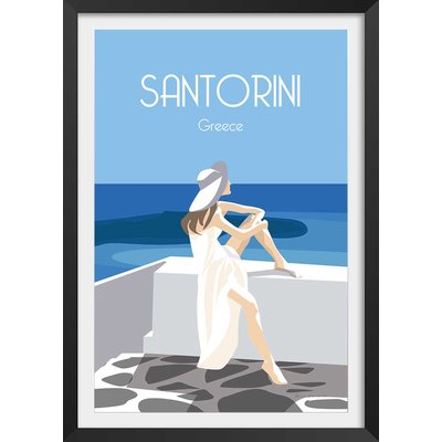 Affiche voyage le bleu de Santorin HEXOA