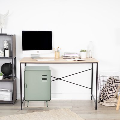 Caisson de bureau avec 1 porte et 2 étagères, WALNUTSTUDY MEUBLES COSY