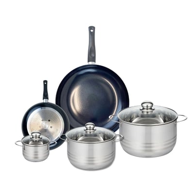 Batterie 2 poêles 20/32cm + 3 faitouts 12/20/24cm PRIMA BRILLANT ELO