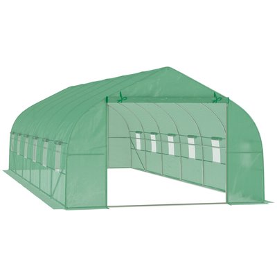 Serre tunnel grande taille 24 m² acier galvanisé 12 fenêtres 1 porte OUTSUNNY