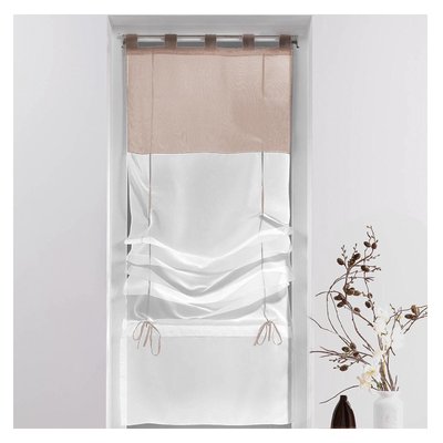 Store voilage droit 45 x 180 cm Bicolore blanc taupe DOUCEUR D'INTÉRIEUR