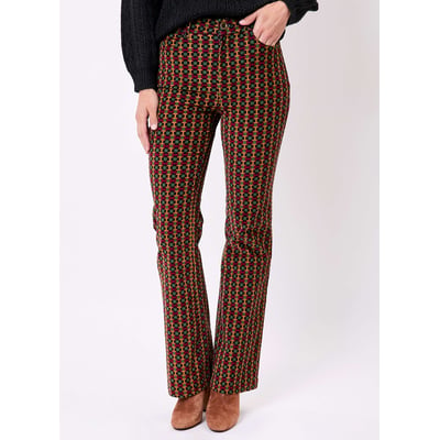 Pantalon flare velours imprimé côtelé LULU PRINCESSE NOMADE