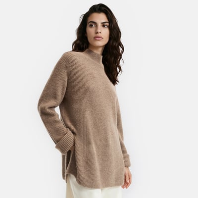 Ribbet lang højhalset trøje/sweater LA REDOUTE KOLLEKTIONER