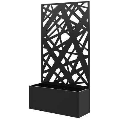 Jardinière treillis haut design graphique rectiligne métal thermolaqué noir OUTSUNNY