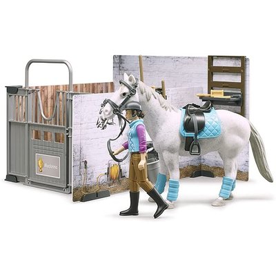 Coffret Ecurie - Bruder - Bworld - Cavalière Cheval Et Accessoires BRUDER