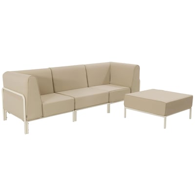 Salon de jardin modulable 4 places avec 1 chauffeuse, 2 fauteuils d'angle et un pouf, PATIO OVIALA