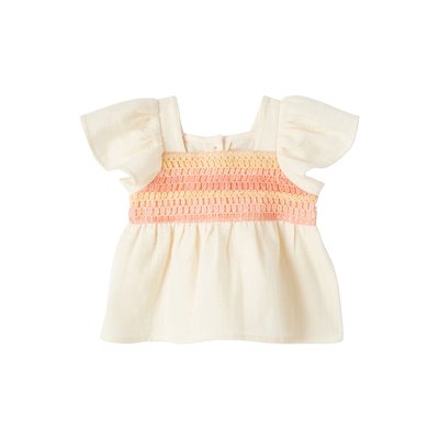 Blouse en gaze de coton encolure en crochet VERTBAUDET
