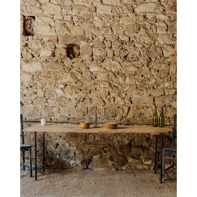 Table à manger en bois et métal noir Romy N°1366 - Bon état DEBONGOUT