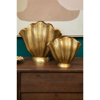 Estrella Large Fluted Vase in Gold Finish FIFTY FIVE SOUTH
