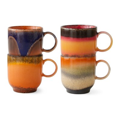 Tasses à café vintage grès  Brazil set de 4 HKLIVING
