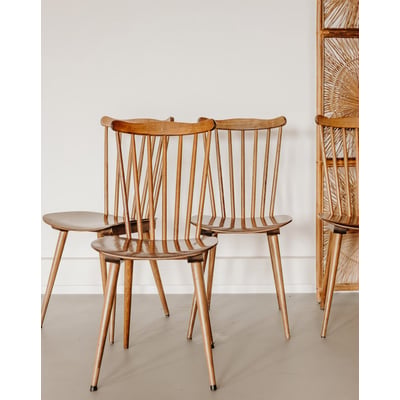 Lot de 4 chaises élégante en bois Alma N°2001 - Bon état DEBONGOUT