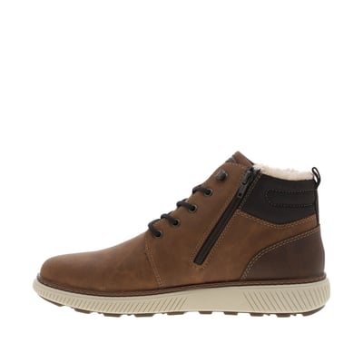 Bottines brunes à talon plat avec un zip et des lacets ronds RIEKER