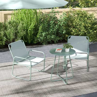 Ensemble salon de jardin 3 pcs 2 fauteuils et table ronde OUTSUNNY