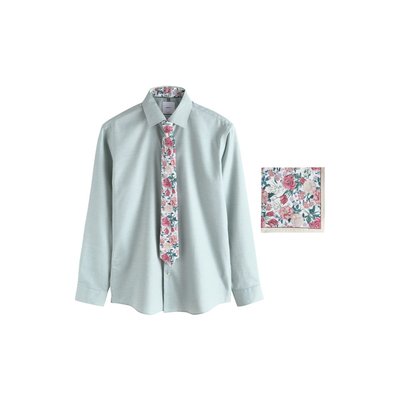 Chemise coton, cravate et pochette NEXT