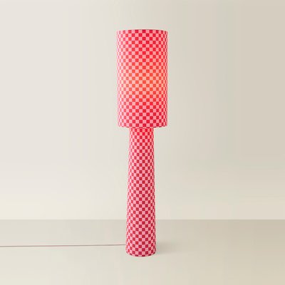 Pete Checkerboard Full Fabric Midi Floor Lamp SO'HOME