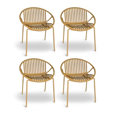 Lot de 4 fauteuils de table en polypropylène et métal, CALYPSO NOW'S HOME