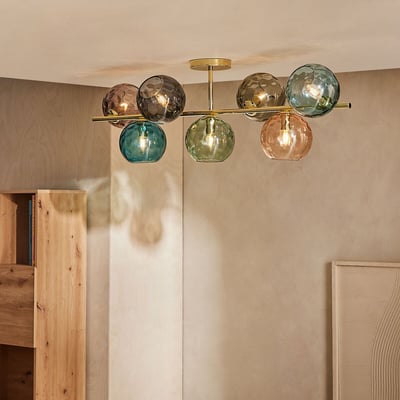 MADE.COM Ilaria 7-Light Swirl Glass Semi-Flush Ceiling Light MADE