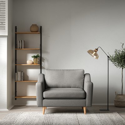 Rosa Curve Soft Brushed Snuggle Chair with Light Wood Legs SO'HOME