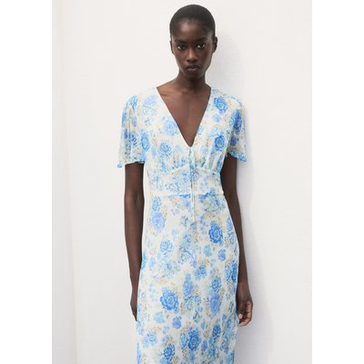 Robe midi à fleurs et manches courtes MANGO