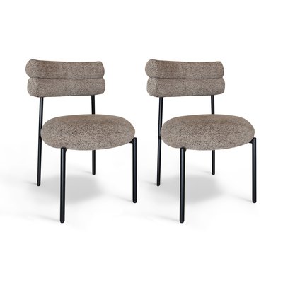 Lot de 2 chaises en tissu tweed et structure métal, GINA NOW'S HOME