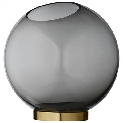 Vase Globe Verre et Laiton Large Diam 21 cm AYTM