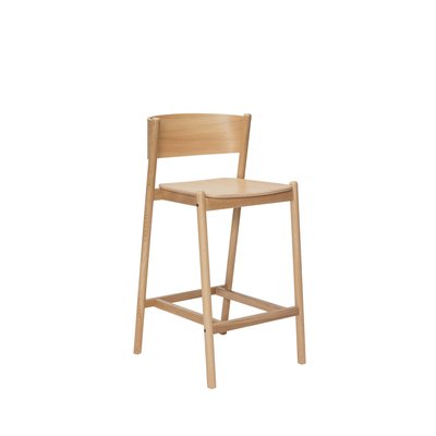 Tabouret de bar en bois de hêtre, placage de chêne et bois de chêne OBLIQUE HUBSCH