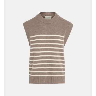 Pull marinière sans manches folal rayé en cachemire GALERIES LAFAYETTE
