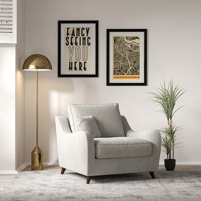 Amelia Soft Brushed Armchair with Dark Wood Legs SO'HOME