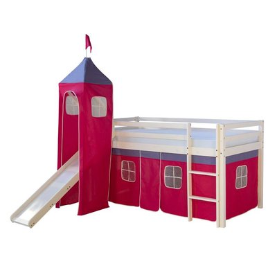 Lit toboggan - avec tour et rideaux HOMESTYLE4U